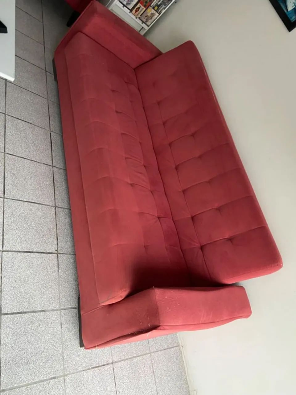 Sofá cama reclinável vermelho de 3 lugares - Foto 3