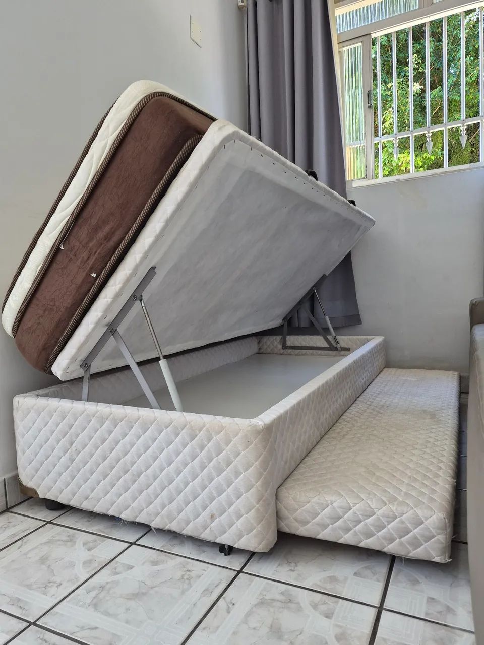 Cama Box Baú solteiro com auxiliar e colchão  - Foto 4