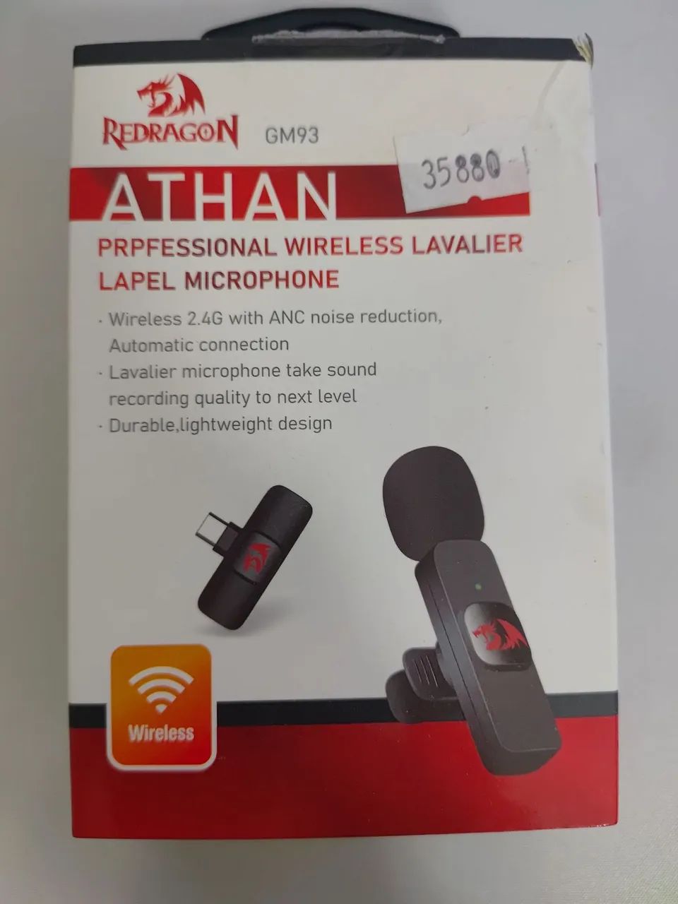 Microfone Lapela Sem Fio Redragon Athan GM93 USB-C 2.4GHz com ANC para Android e iPhone - Foto 2