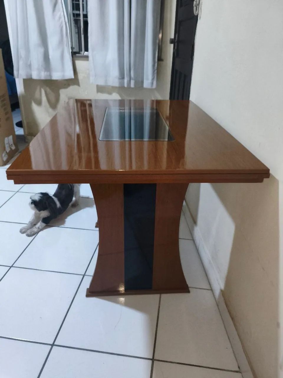 Mesa de jantar 1,2m com centro do tampo em vidro - Foto 4
