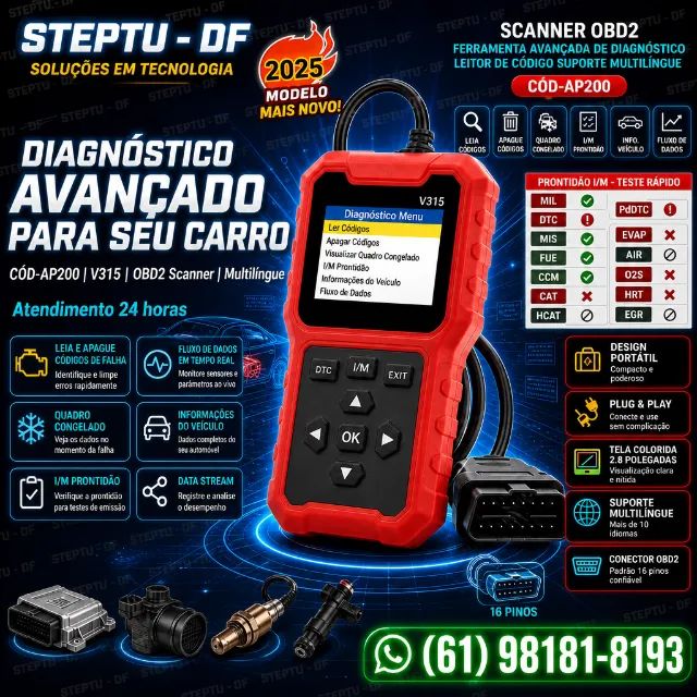 Scanner OBD2  ferramenta avançada de diagnóstico leitor de código suporte COD-AP200  