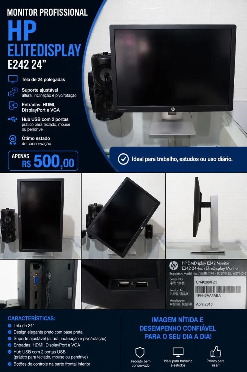 Monitor 24" com base giratória