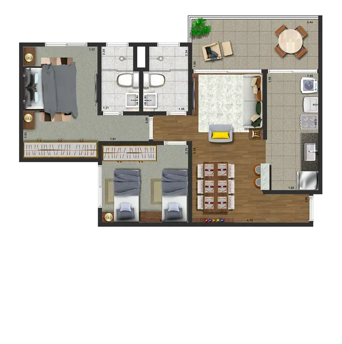PLANTA 66m²