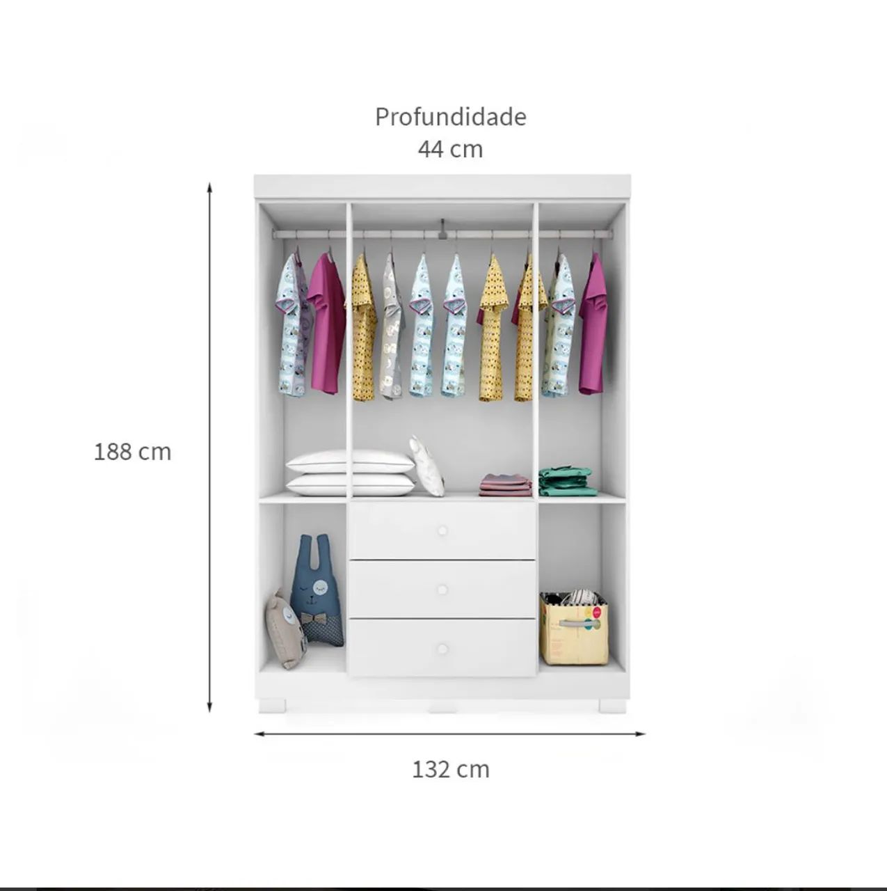 Guarda Roupa Infantil Branco - Foto 2