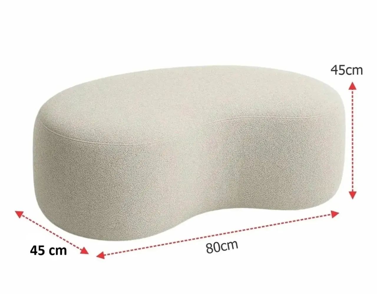 Puff Curvo Orgânico Bouclé Design Moderno Feijão - Foto 5