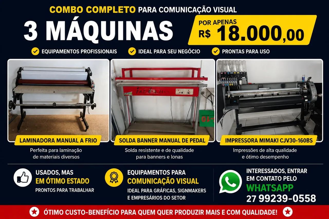 Impressora Mimaki, Laminadora e Solda banmer.Equipamentos para comunicação visual.