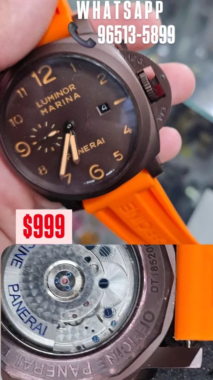 Relógio PANERAI LUMINOR MARINA AUTOMÁTICO PULSEIRA LARANJA