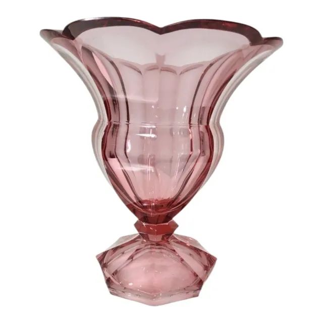 Floreira Vaso Rosa Cristal Borda Lapidada Robusta 