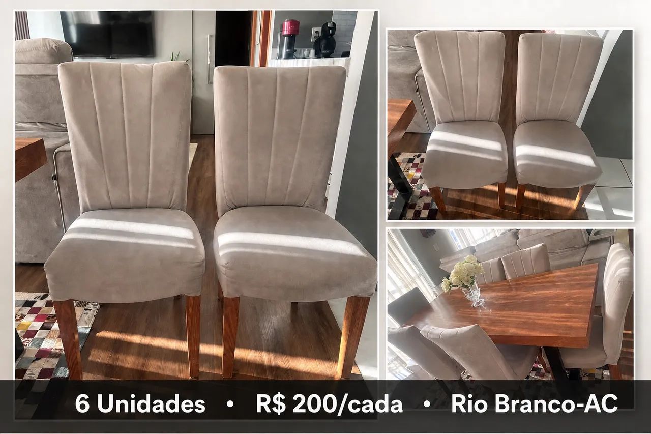6 Cadeiras Madeira Nobre - R$200/cada - Foto 2