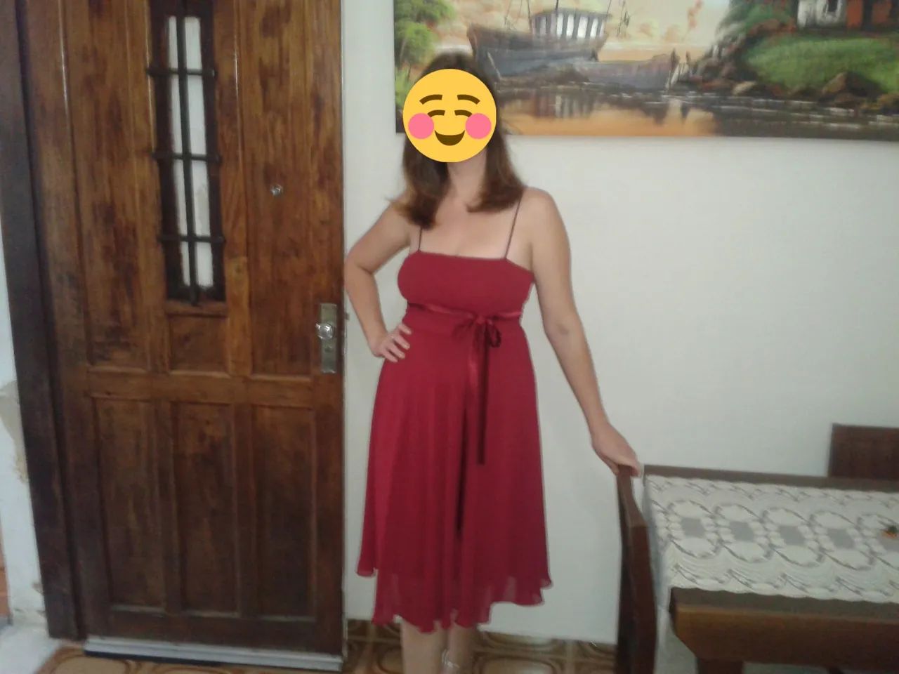 Vestido de chifon cor vinho M - Foto 5