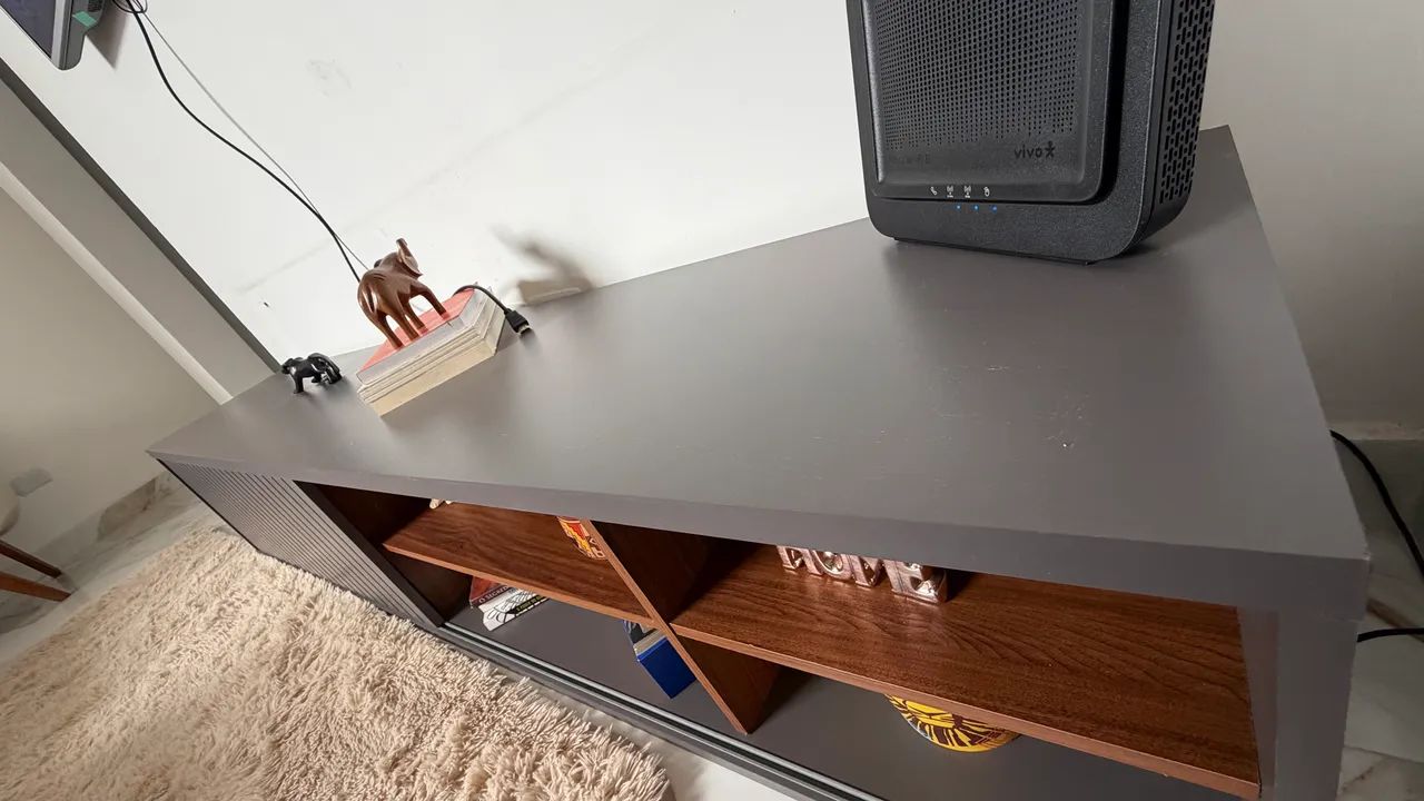 Rack Ripado - Cinza com Madeira parede - Foto 2