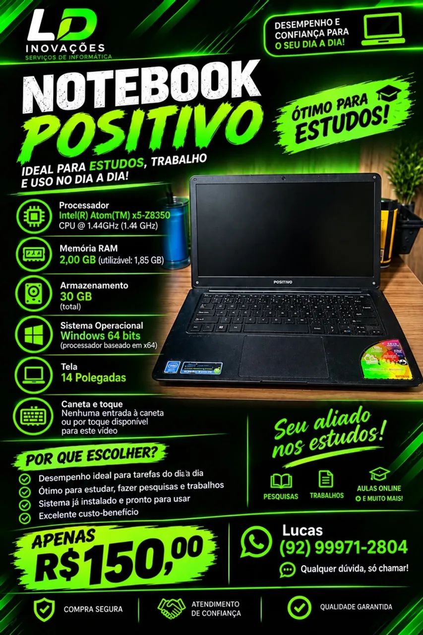 Vendo notebook usado em bom estado 