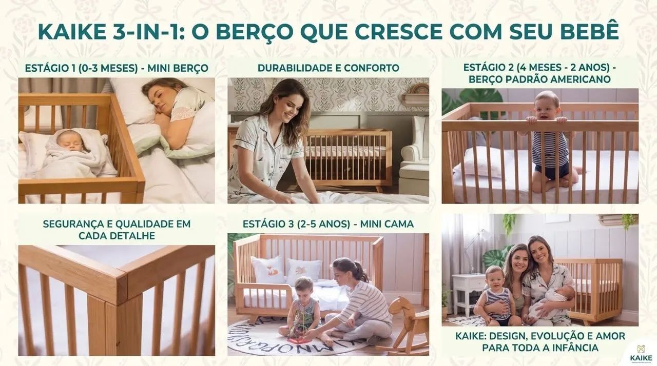 Berço 3 em 1, em perfeito estado. Pouco usado. - Foto 5
