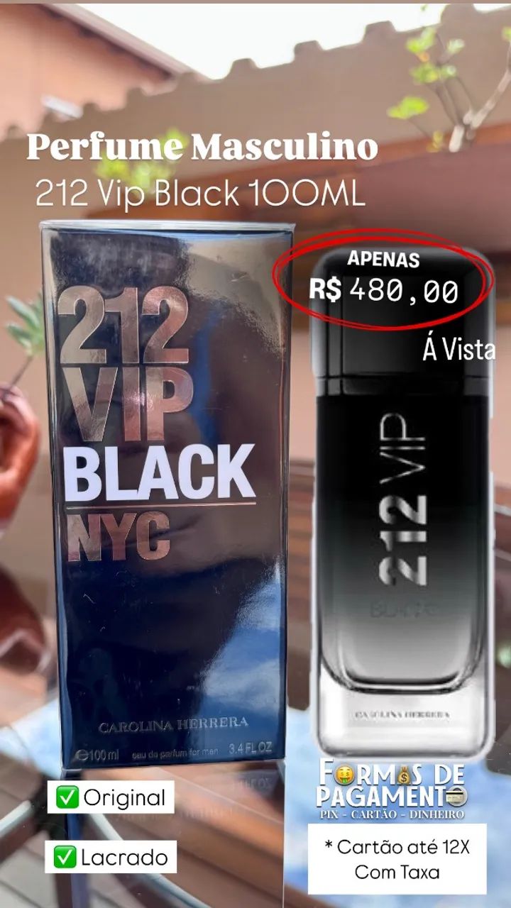 Perfume masculino 212 Vip black 100ml original  - Foto 2