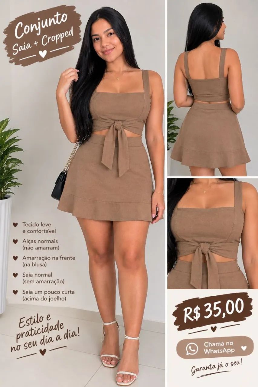Conjunto saia é cropped