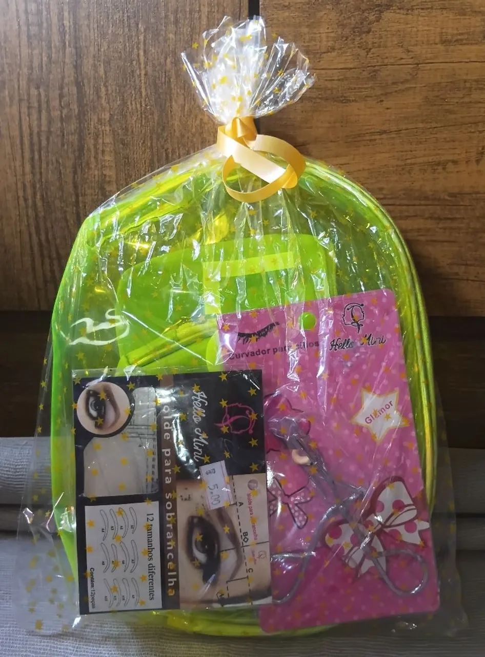 Kit necesser transparente e duas bolsas, curvador para cílios e Molde para Sobrancelhas. - Foto 2