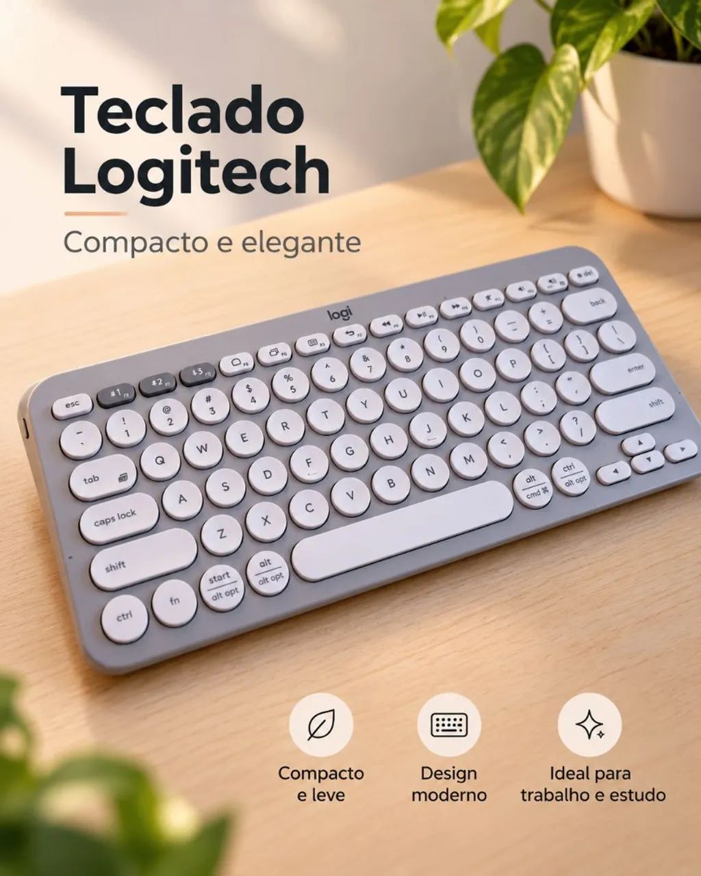 Kit Logitech Teclado + Mouse Sem Fio | Compacto - Foto 2