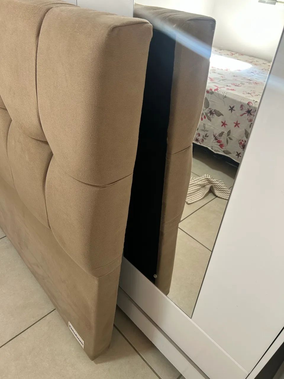 Cabeceira Ortobom Queen 160 cm Estofada Bege - Excelente Estado - Foto 4
