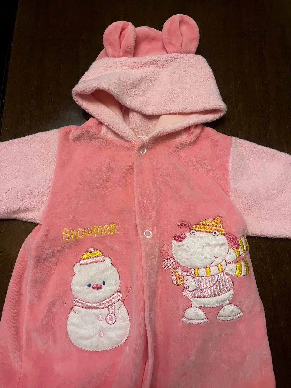 Macacão Rosa em plush para bebê RN - Foto 3