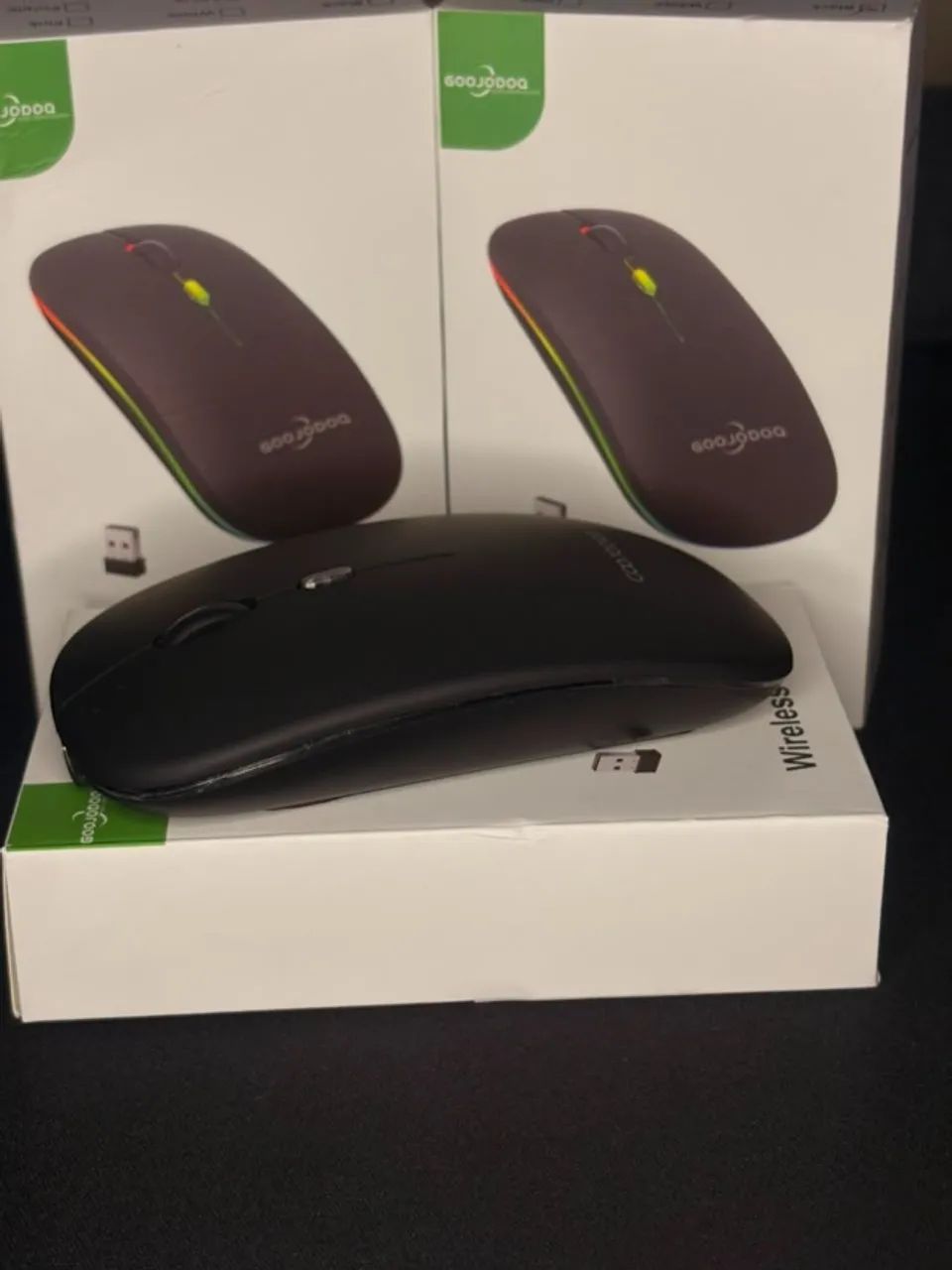 Mouse Sem Fio Wireless GooJodoo com Receptor USB - Cores Preto e Prata - Foto 3