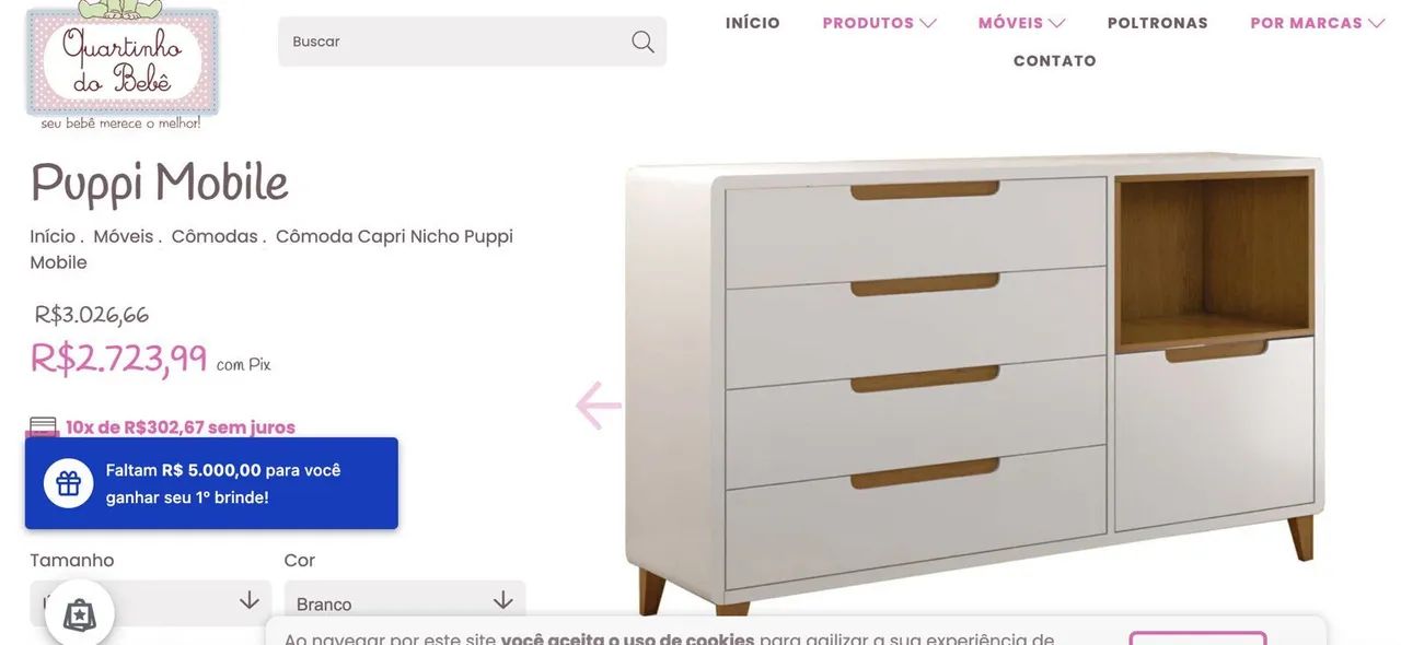 Comoda Capri branca da Puppi mobile - Foto 4