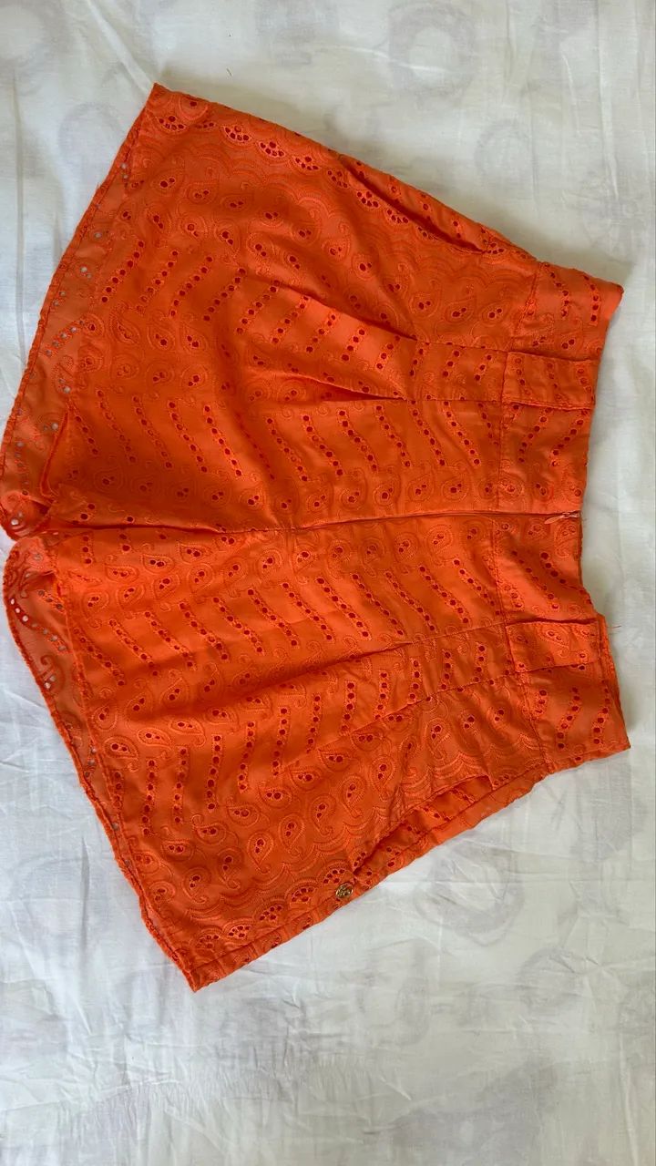 Short Laranja BordadoTam 42 - Cintura Alta (Sem Avarias) - Foto 3