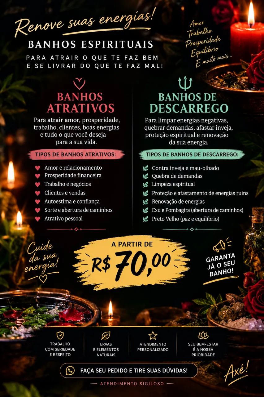 Banhos atrativos e descarregos 
