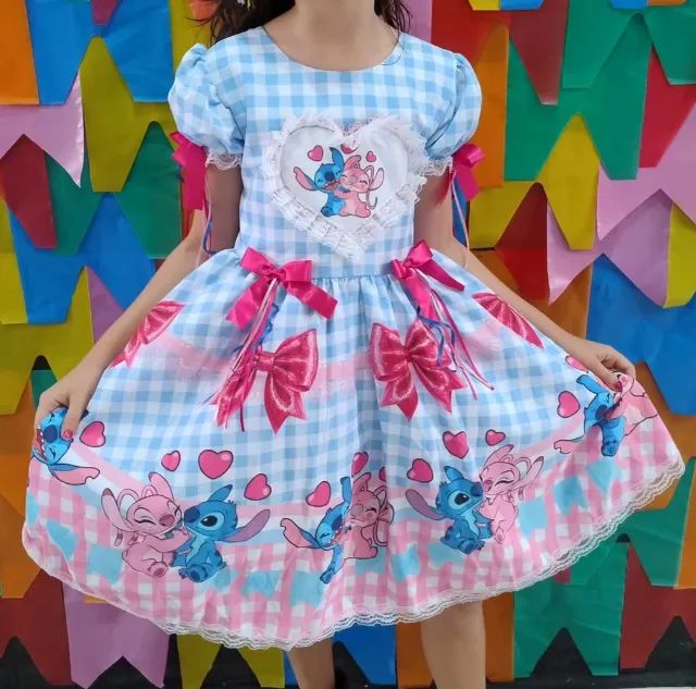 Vestido de quadrilha do Stitch