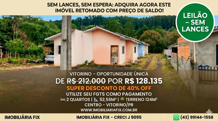? Sem lances, sem espera: Adquira agora este imóvel retomado com preço de saldo!