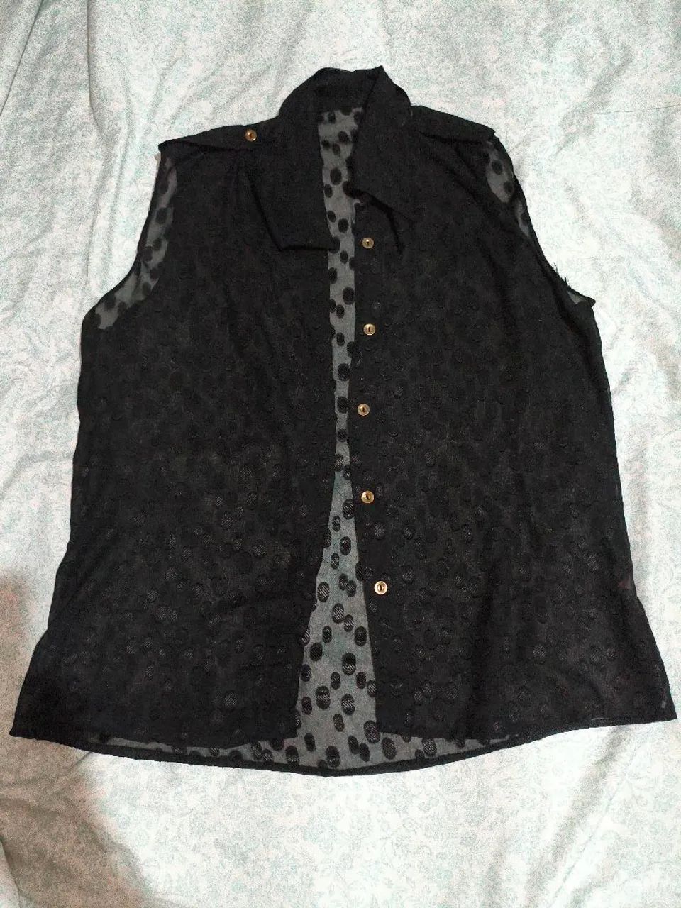 Blusa feminina transparente M preta - Foto 2