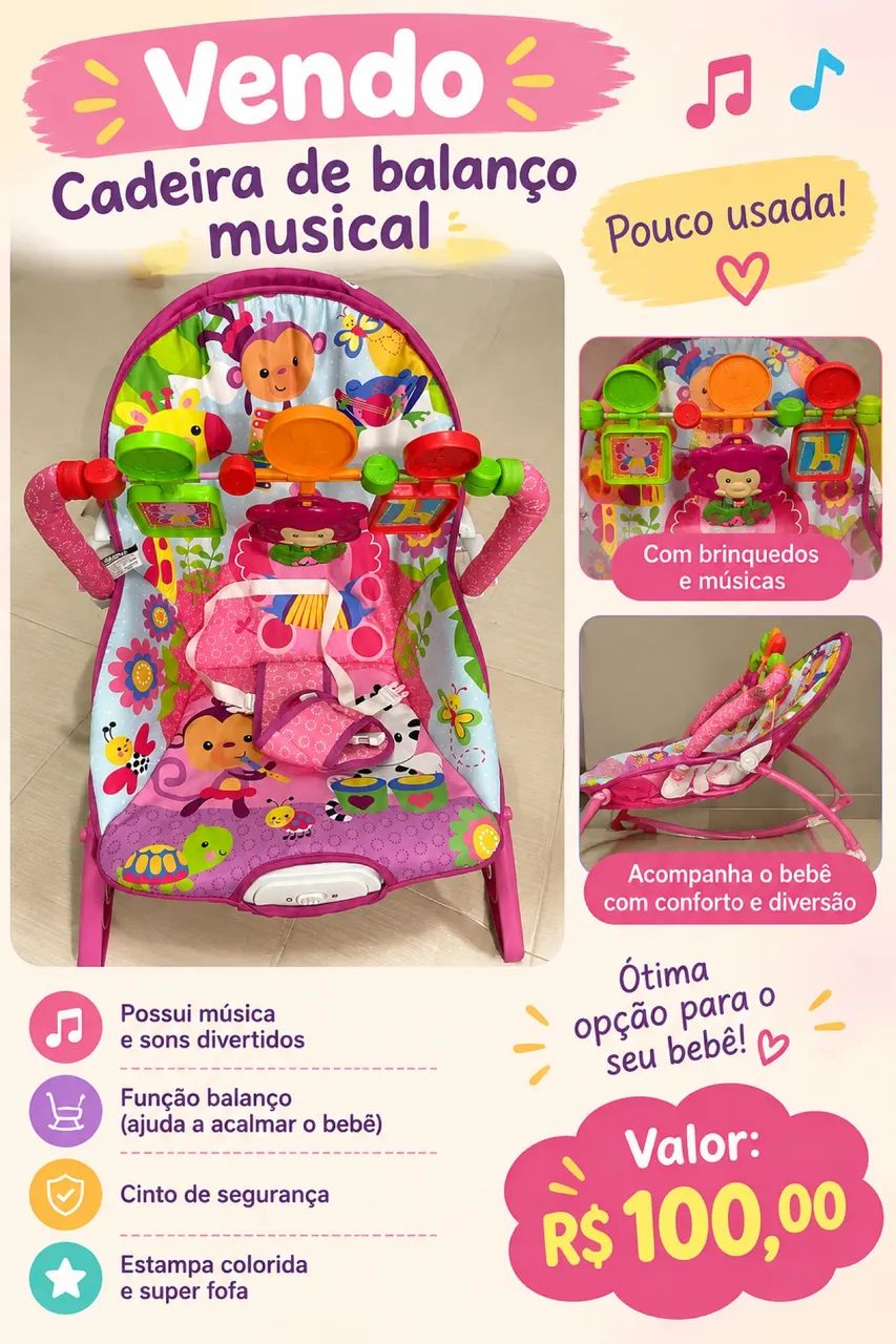 Cadeira de balanço musical  - Foto 2