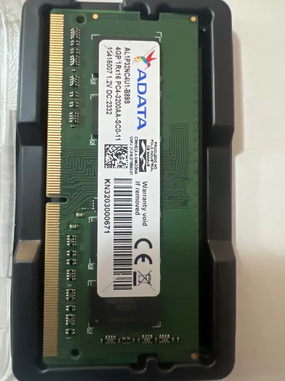 Memória ram adata 4GB ddr4 3200mhz