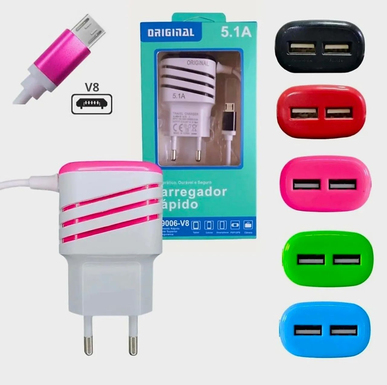 Carregador Micro USB V8 - Foto 2