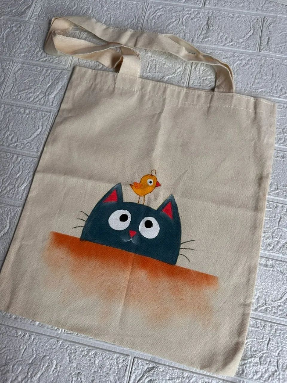Ecobag Gato Curioso com Passarinho