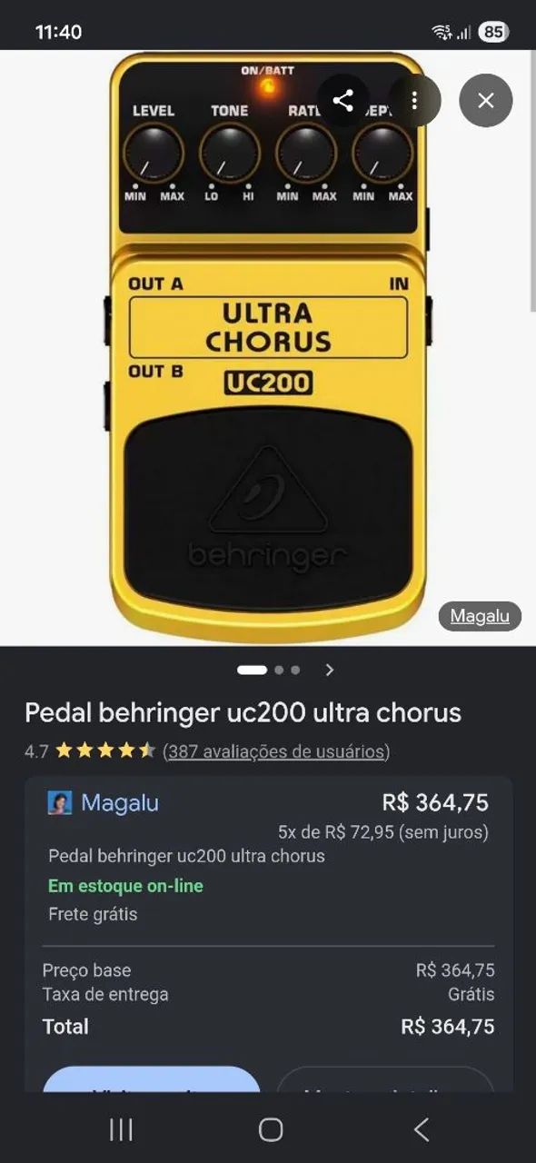 Pedal de Chorus Bheringer UC200 - Foto 4