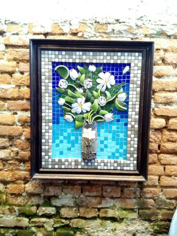 Quadro, flores, passaro, são Paulo, mosaico - Foto 4