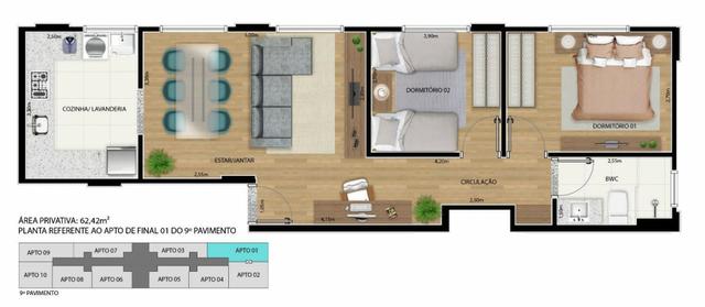 Apartamento 2 qts 50m2 * com desconto na entrada - Foto 2