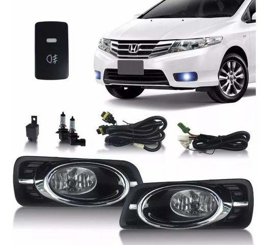 Kit Milha Auxiliar Neblina Honda City 2012 2013 2014 Cromada