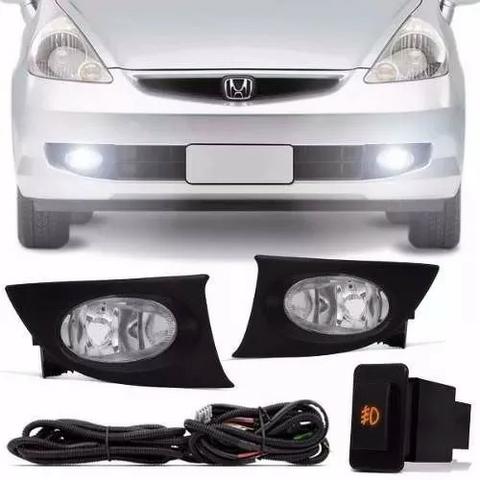 Kit Milha Neblina Moldura Preta Honda Fit 2009 2010 2011