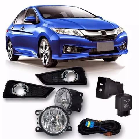 Kit Farol Milha Neblina Aro Cromado Honda City 2015 16 2017