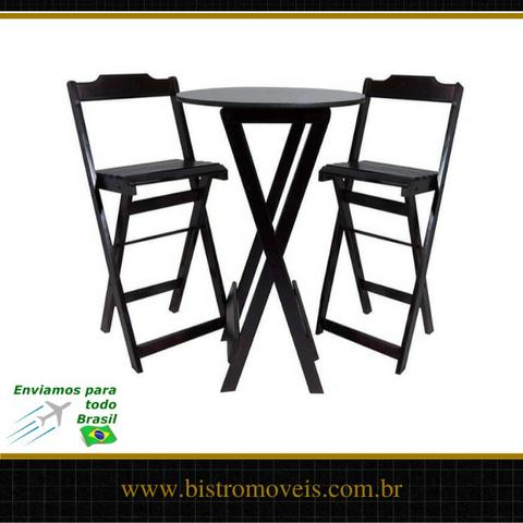 Jogo de Mesa Dobravel Bistrô Bar - Madeira - Resistente a Umidade - Foto 3