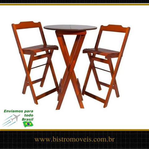 Jogo de Mesa Dobravel Bistrô Bar - Madeira - Resistente a Umidade - Foto 2