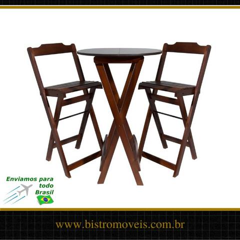 Jogo de Mesa Dobravel Bistrô Bar - Madeira - Resistente a Umidade