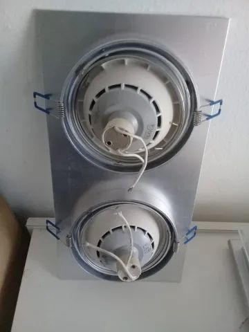Spot Duplo Embutir Direcionavel 2x AR111 - Aluminio Escovado - Foto 2