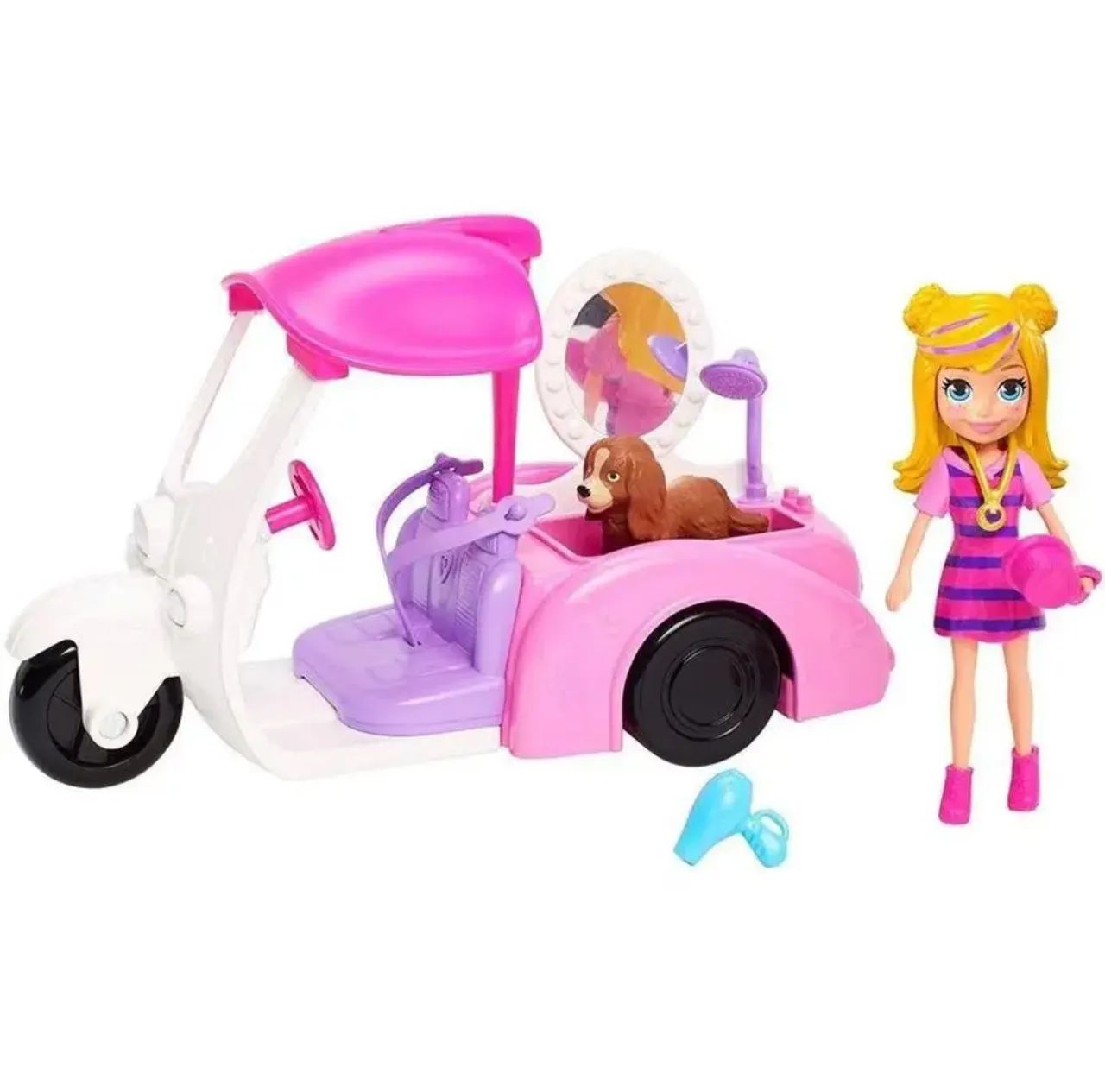 Boneca Polly Pocket Veículo de Banho de Cachorrinho