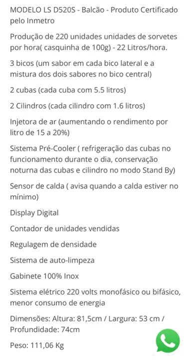 Máquina de Sorvetes LS D520S - Inmetro - 220 unidades/hora - Foto 2