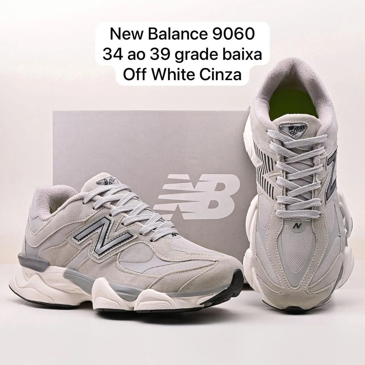 Tênis New Balance 9060 Off White Cinza - 34 ao 39