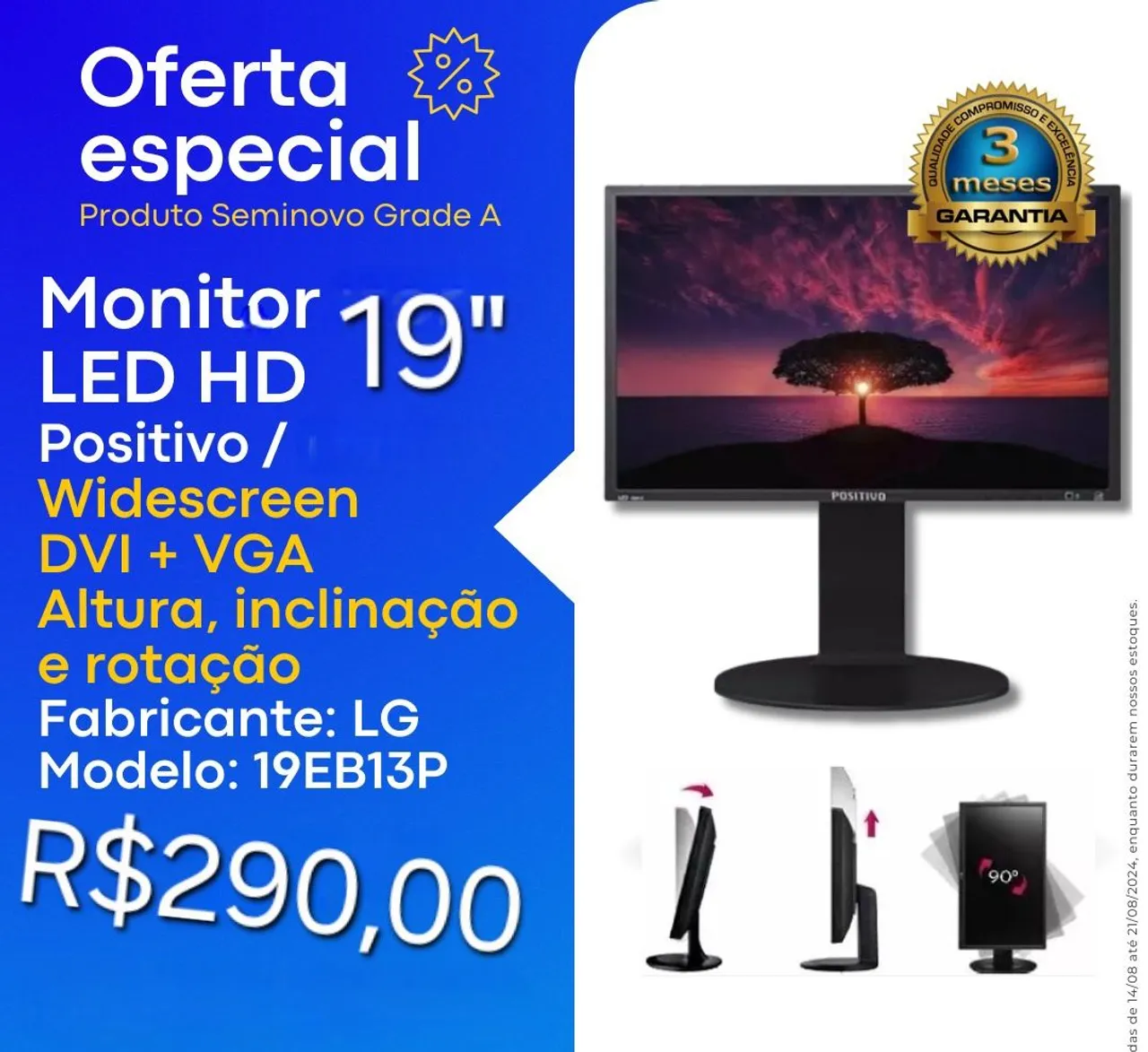 Monitor LED HD 19'' LG Widescreen DVI + VGA