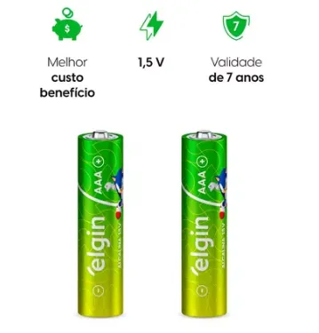 Pilha Alcalina AAA Elgin C / 4 Und Energy Lr3 1,5v Palito - 940