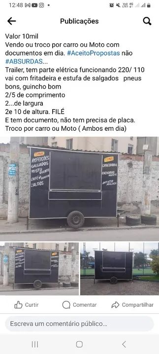 Trailer artesanal vendo ou troco por moto ou carro - Foto 4